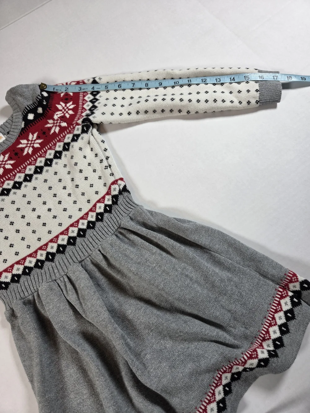 Gymboree Girls 8 Cozy Grey & Red Fair Isle Knit Holiday Sweater Dress